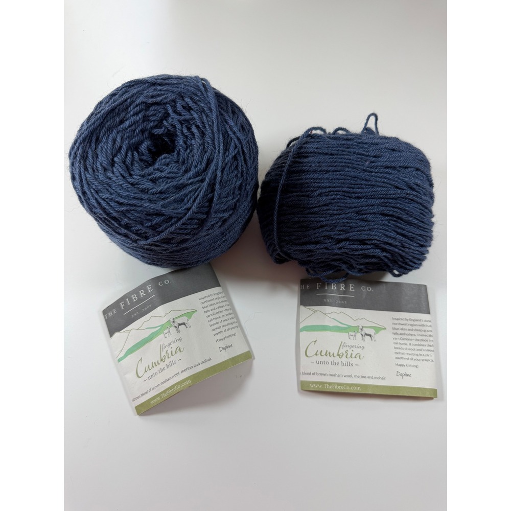 The Fibre Co. Cumbria Fingering Yarn Blue Wool Mohair 1 Full Skein + 36g